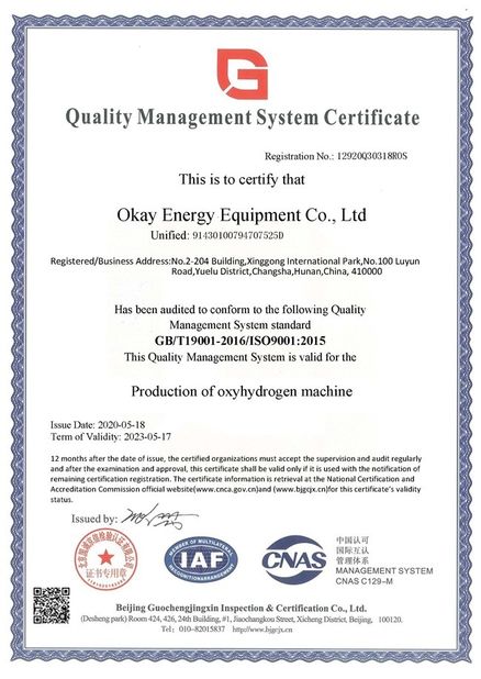 China Okay Energy Equipment Co., Ltd certification